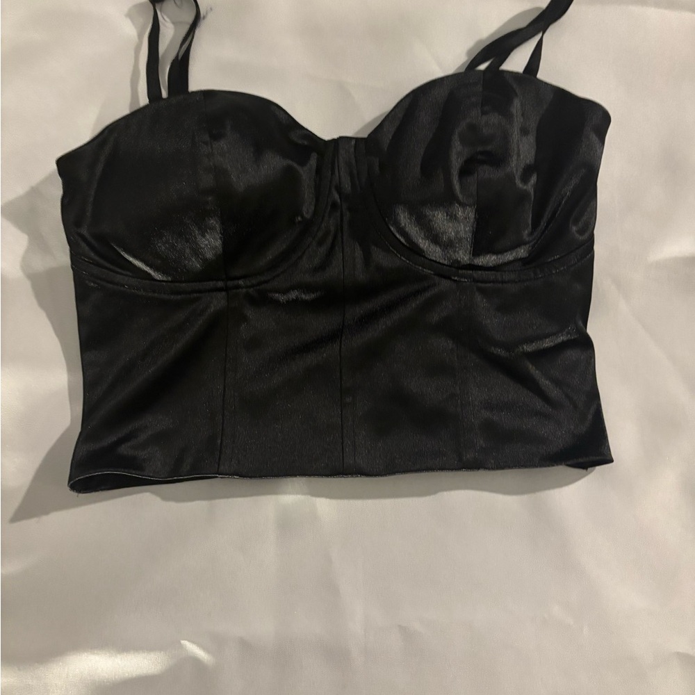 Express Black Satin Corset Top